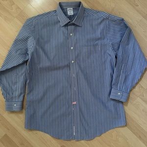 Brooks Brothers blue striped long sleeve dress shirt 17 X 34